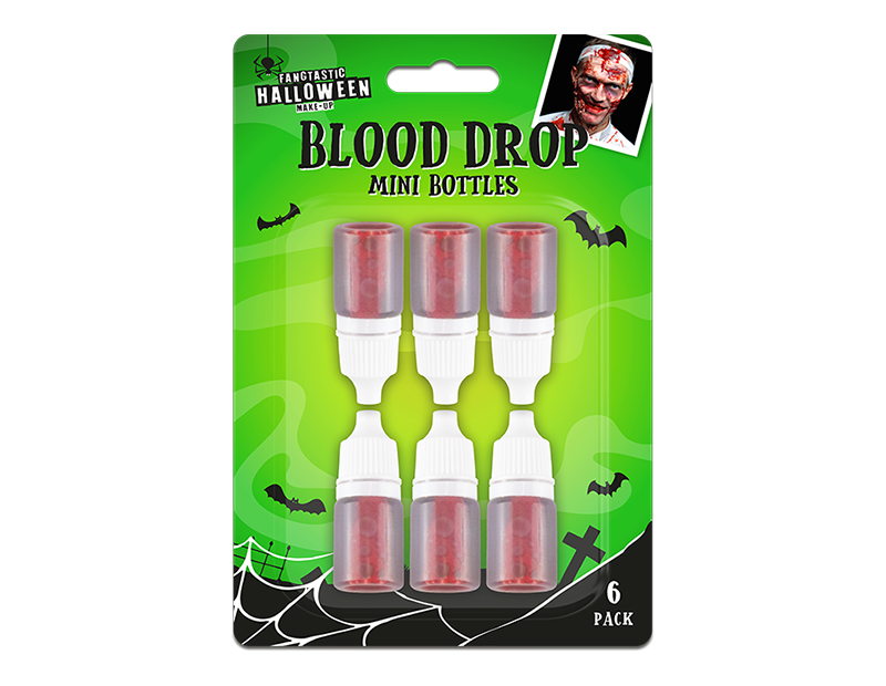 Halloween Blood Drop Mini Bottles - Perfect Halloween Props and Decorations (6 Pack)
