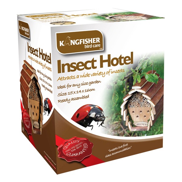 Kingfisher Wooden Insect and Bee Hotel - Sustainable Outdoor Wildlife Habitat & Natural Bug House