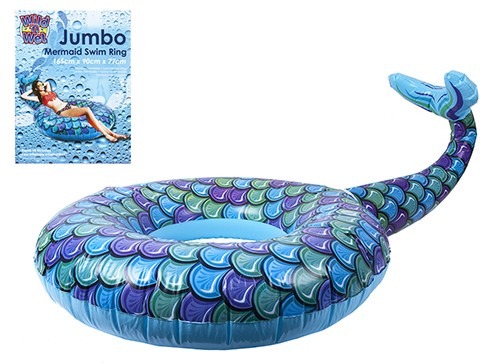 Jumbo Mermaid Swim Ring - Large Inflatable Pool Toy for Kids Summer Fun
