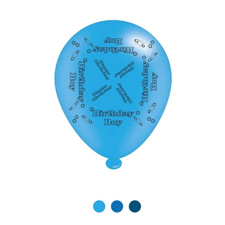Birthday Boy Latex Balloons x8 - Pack of 8 Durable Kids Party Decorations