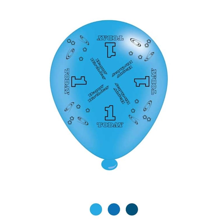 Age 1 Blue Latex Balloons - 8 Piece Set for Children s Birthday Party Decorations