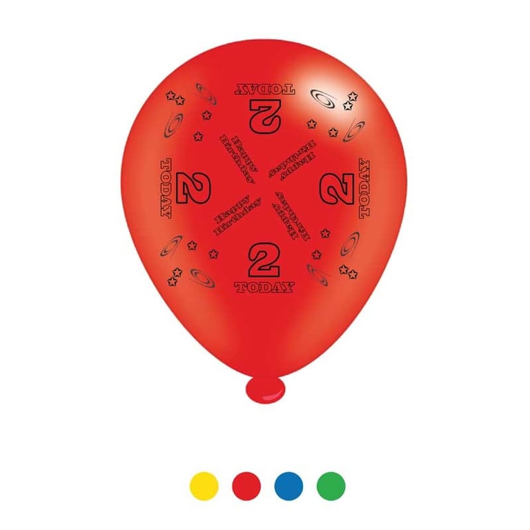 Age 2 Unisex Birthday Latex Balloons - Pack of 8 Party Supplies for Kids and Toddlers