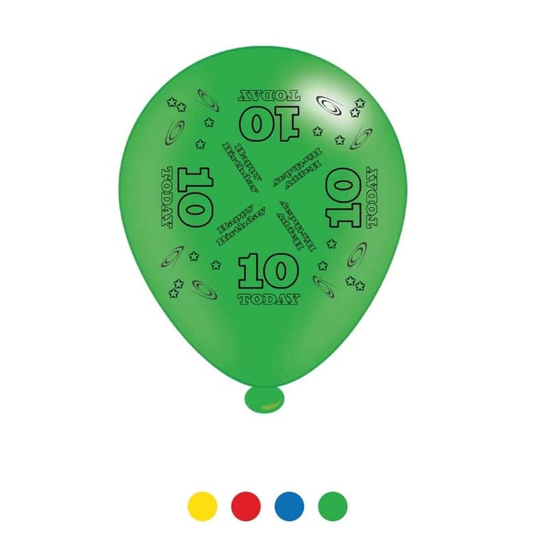 Unisex Birthday Latex Balloons - 10 Piece Pack for Kids Parties and Celebrations