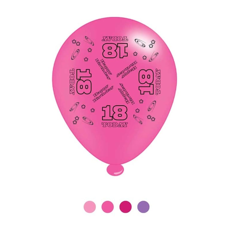 18th Birthday Pink Latex Balloon Set - 8 Pieces, Party Decorations, Perfect for Celebrating a Sweet 18th Birthday