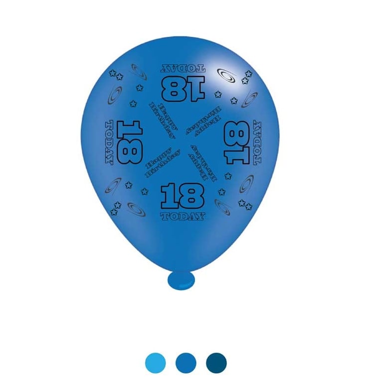 Age 18 Blue Birthday Latex Balloons Set - 8 High-Quality Balloons for 18th Birthday Decorations and Parties