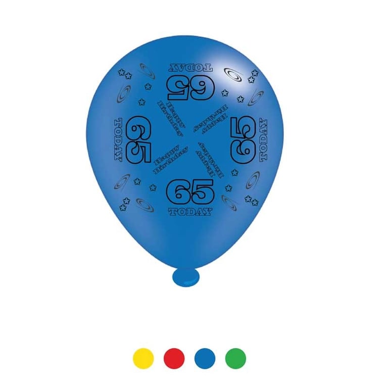 Age 65 Unisex Birthday Latex Balloon Set - Senior Party Decorations x8