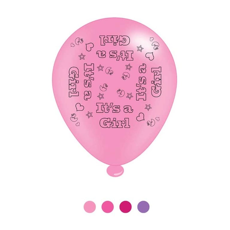 Its a Girl Latex Balloons Pack - 8 Count Party Decorations for Girls Birthday Celebrations