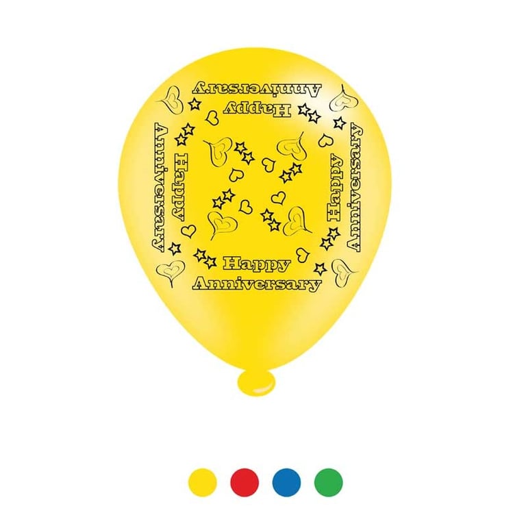 Happy Anniversary Latex Balloons 8-Piece Set - Party Decorations for Celebrations and Anniversaries