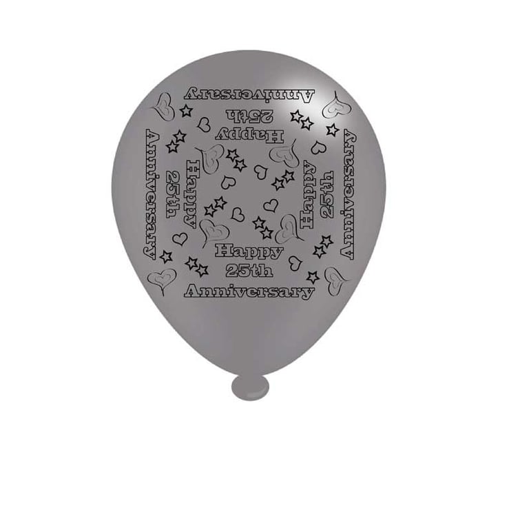 25th Anniversary Latex Balloon Set - 8 Pack Party Decorations