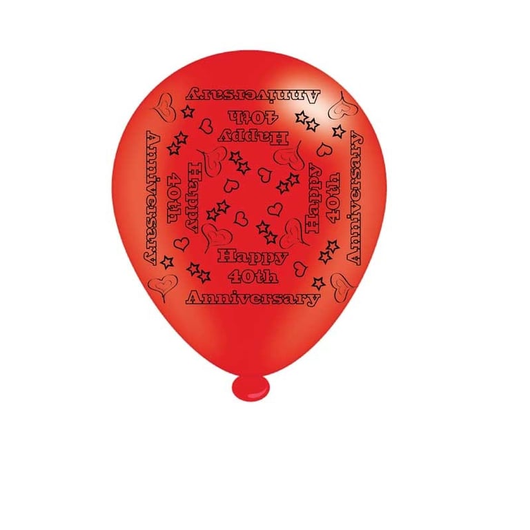 40th Ruby Anniversary Latex Balloons - Set of 8 Party Decorations for Anniversary Celebration