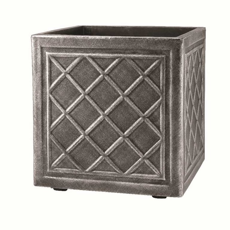 Stewart Square Lead Effect Planter - Small Indoor Plant Container for Home Decor and Garden