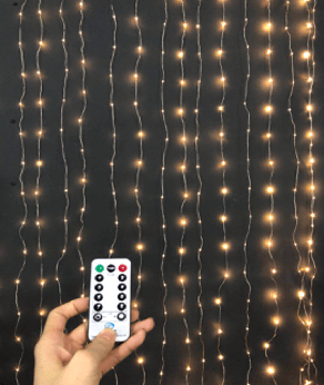 Warm White Elements LED Curtain Light - 300 Bulbs Mains Powered Home Lighting Solution
