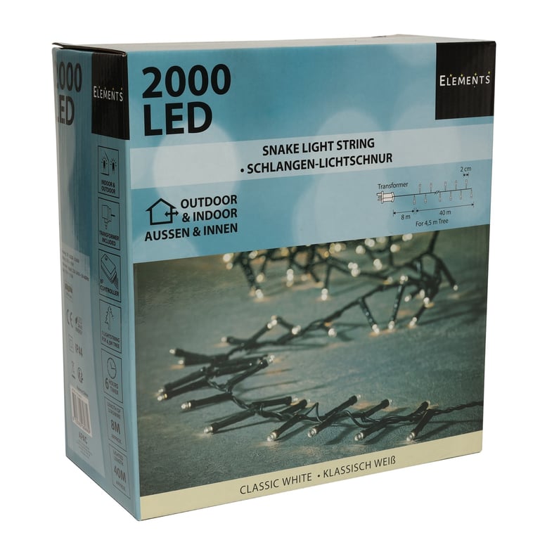 Classic White Elements Snake Mains Light Fixture - Modern Home Lighting Solution (4000cm)