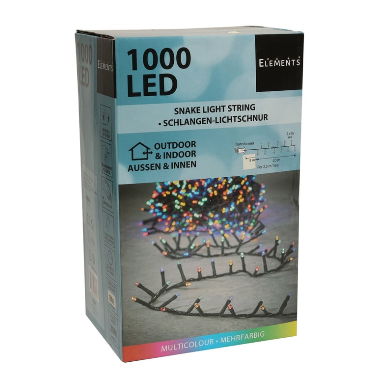 Multicolour Elements Snake Mains Lights - Vibrant Multicolor String Lights for Home and Party Decorations