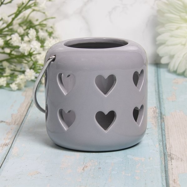 Grey Heart Lantern - 10cm Indoor Home Decor Table Lamp Decoration