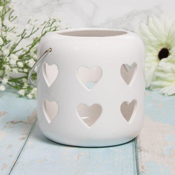 White Heart Lantern - 10cm Hanging Garden Light for Home Decor