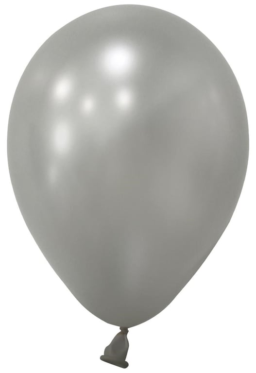 Silver Metallic Round Shape Latex Balloons (5 inch) - Pk 100 - Perfect for Parties and Events