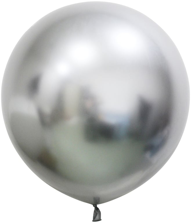 Silver Chrome Jumbo Latex Balloons - 24 Party Decorations (Pk 3)