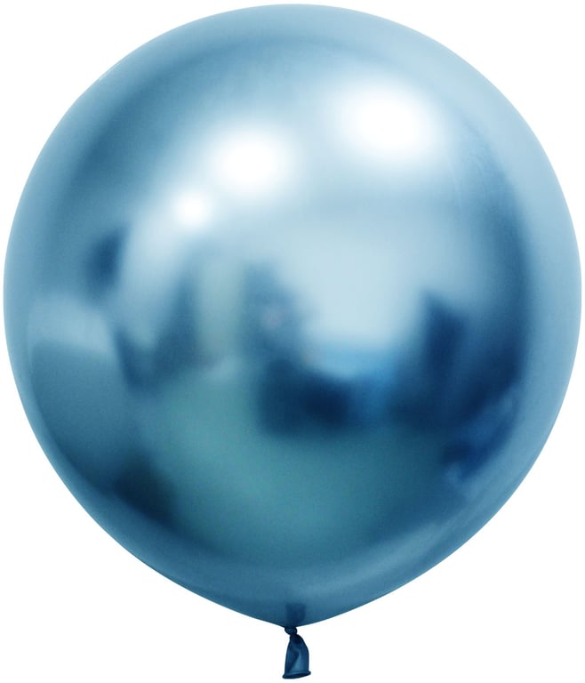 Blue Chrome Jumbo Latex Balloon - 24 inch Party Decorations (Pack of 3)