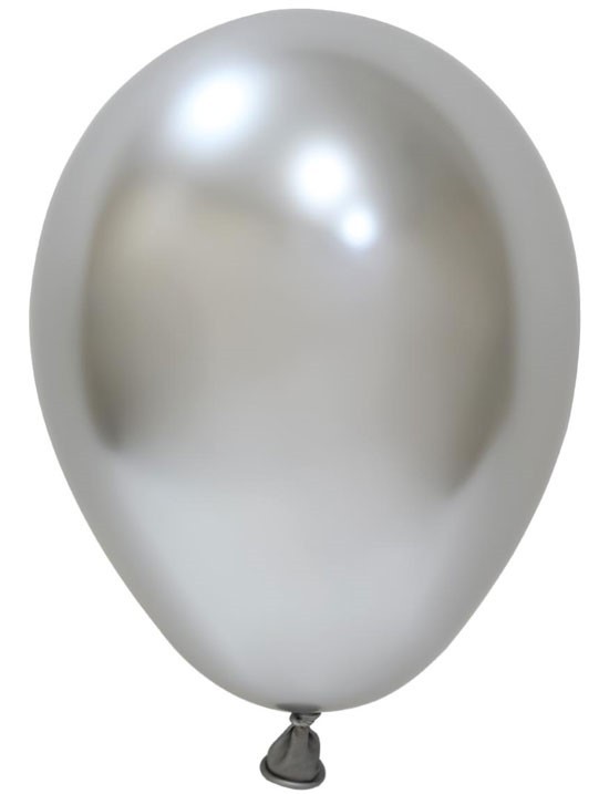 Silver Chrome Latex Balloons 5inch - Pack of 100 Party Decorations