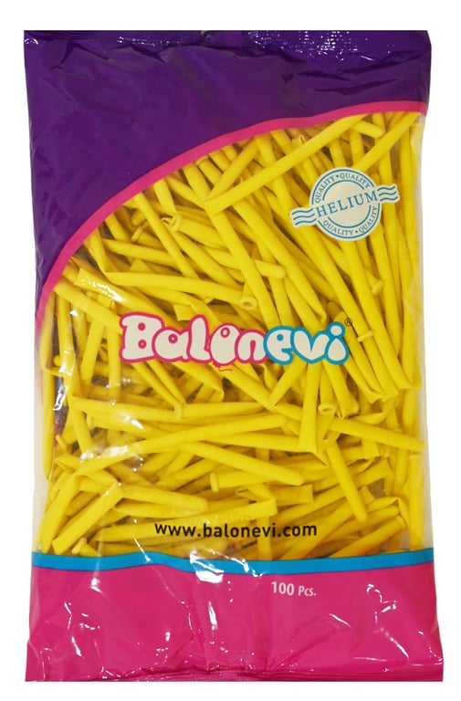 Yellow Modelling Balloons - 100 Piece Party Supply Set