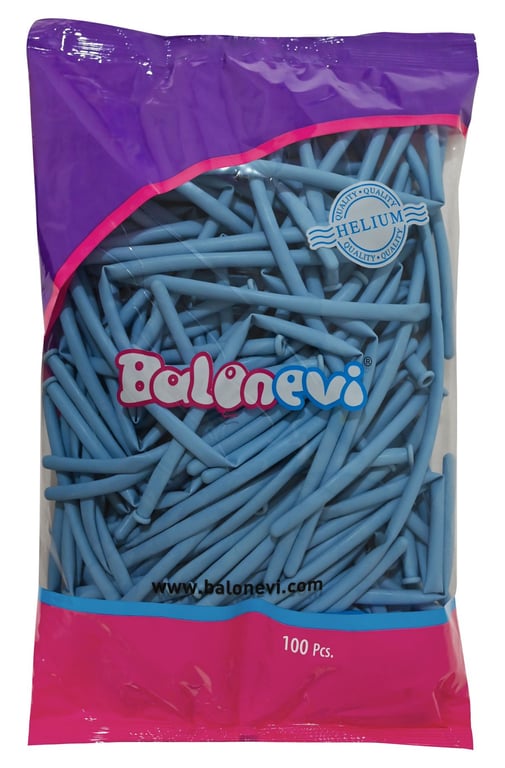 Macaron Blue Modelling Balloons - 100 Piece Pack for Party Decorations and Events