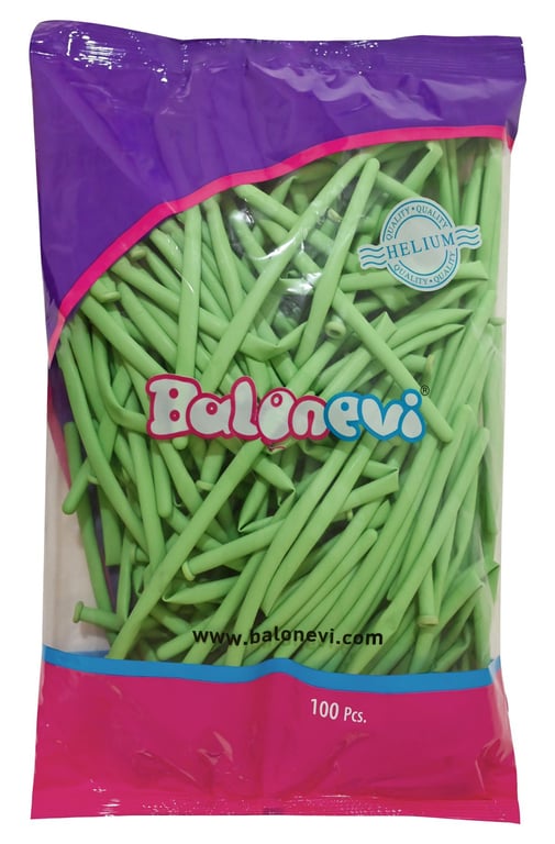 Macaron Green Modelling Balloons - 100 Piece Party Decoration Pack