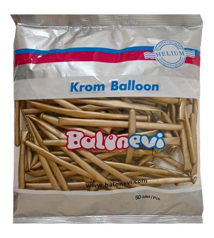 Gold Chrome Modeling Balloons - Pack of 50 Party Decorations for Home and Events