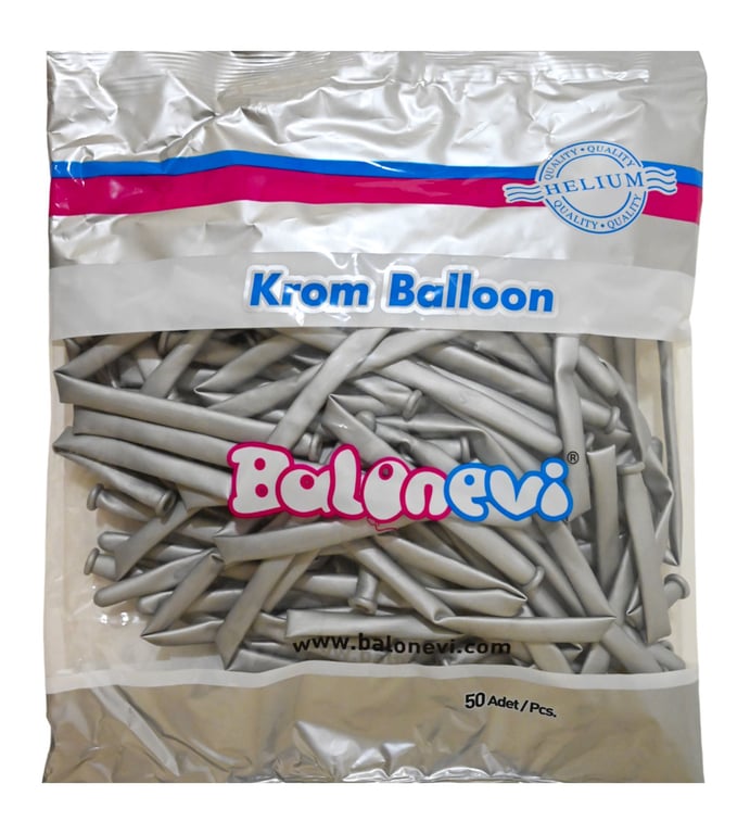 Silver Chrome Modelling Balloon Pack - 50 Pieces, Party Decorations and Event Supplies