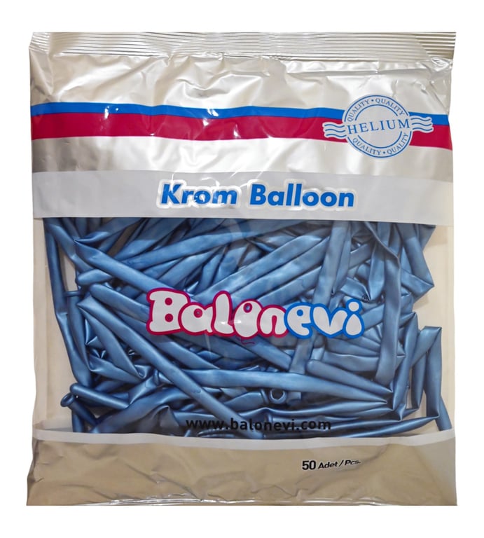 Blue Chrome Modelling Balloon Pack of 50 - Perfect Decorative Party Balloons
