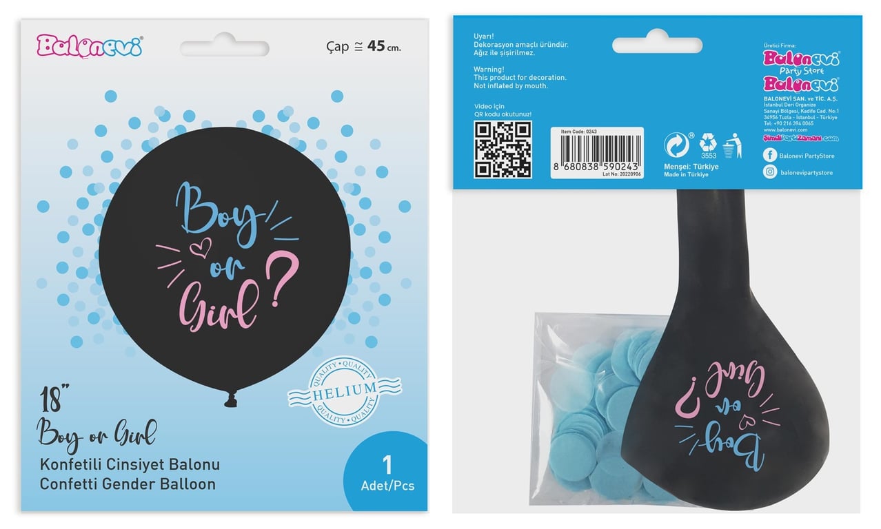 Boy Gender Reveal Balloon - Blue Surprise Party Decoration