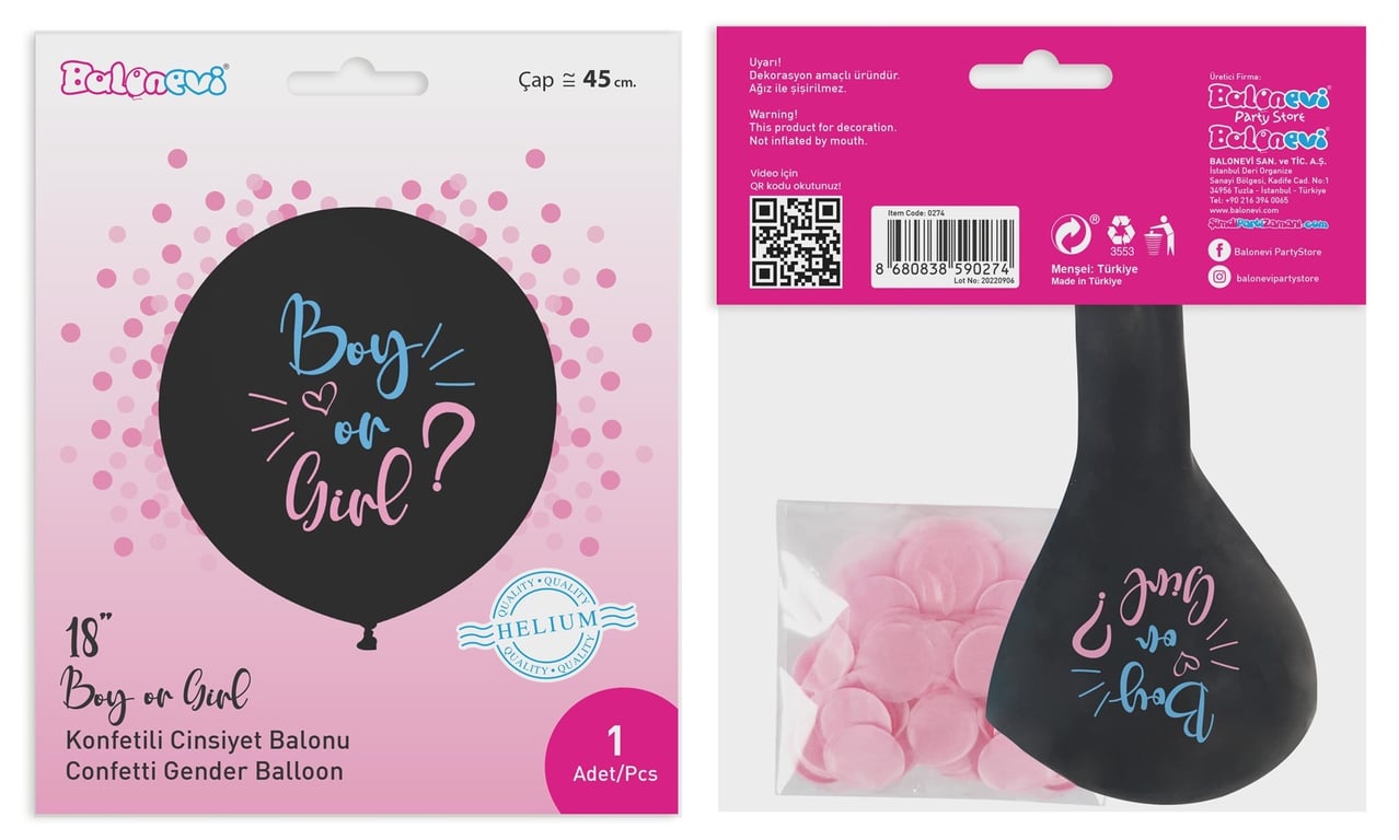 Girl Gender Reveal Balloon - Pink Baby Shower Decoration