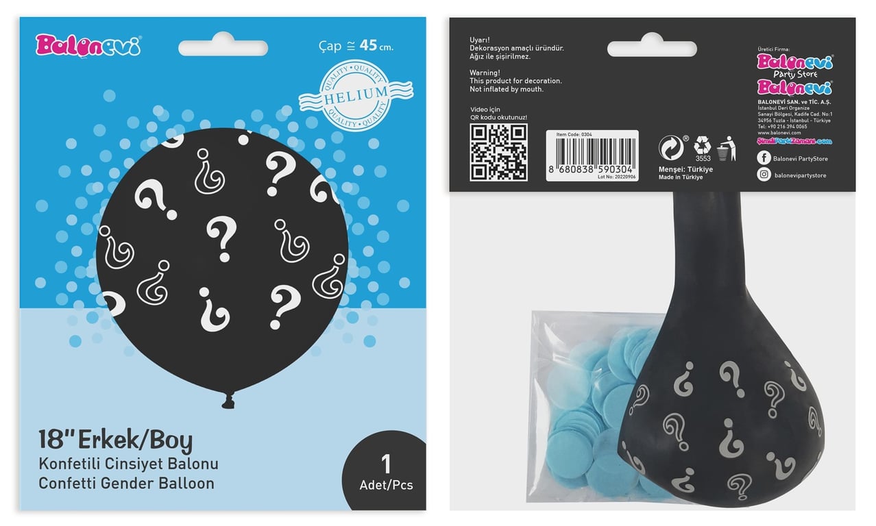Question Mark Gender Reveal Balloon - Boy, Baby Shower Decor and Party Supplies for Boys Gender Reveal