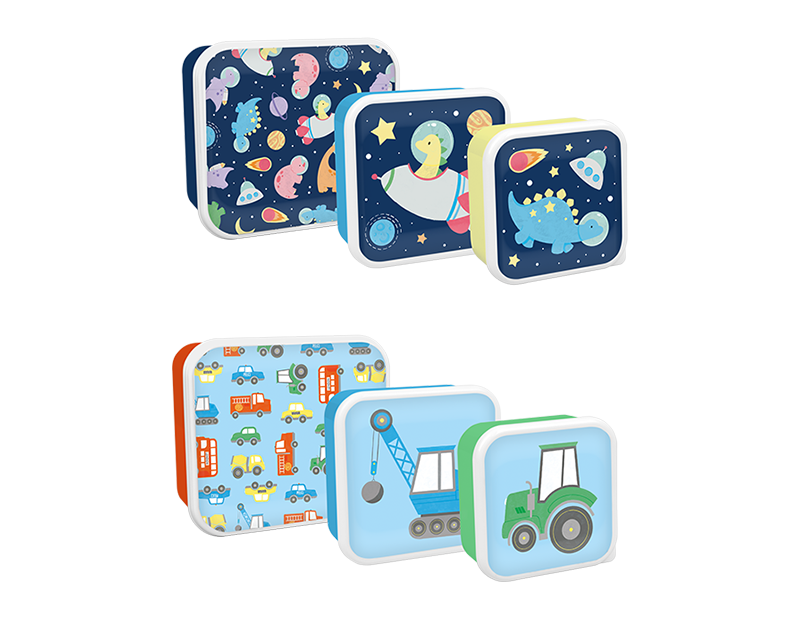 Boys Printed Food Boxes - Space & Construction Assorted Party Supplies Set of 3