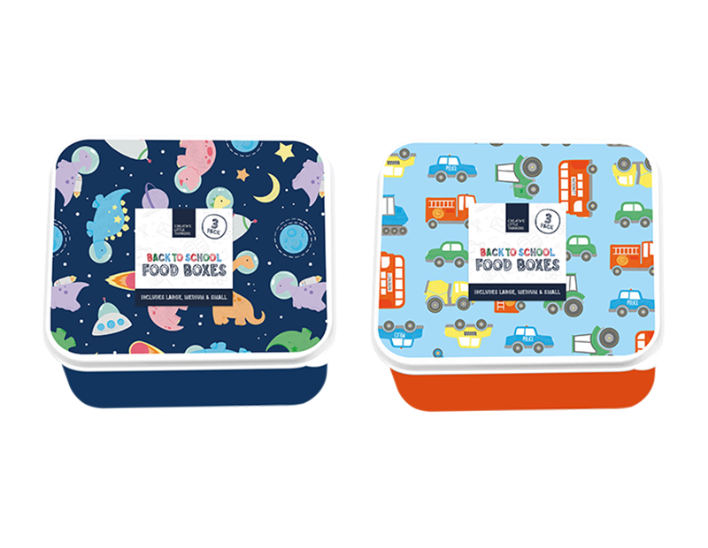 Boys Printed Food Boxes - Space & Construction Assorted Party Supplies Set of 3