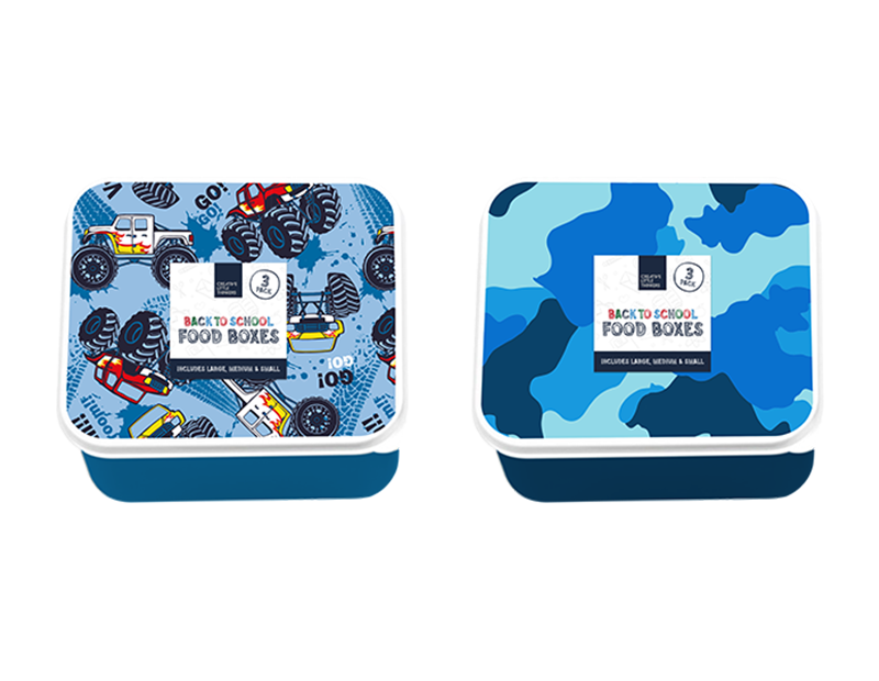Boys Printed Food Boxes - Reusable Meal Containers for Kids Snacks and Lunches