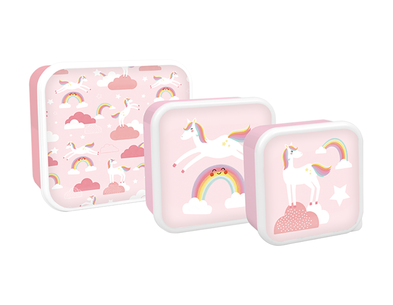 Girls Printed Food Boxes - Princess & Unicorn Assorted Storage Containers for Kids