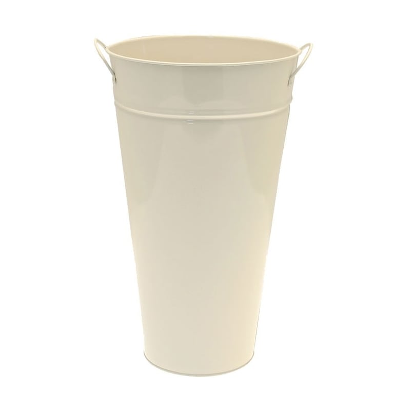 Cream Galvanised Vase 20cm - Elegant Home Decor Accent with Vintage Charm