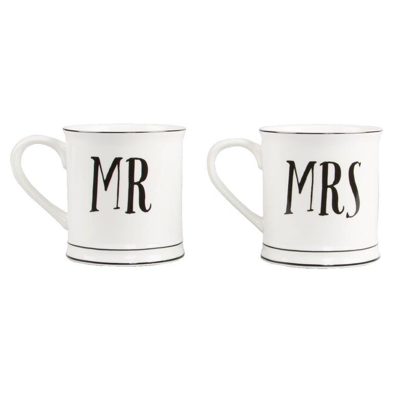 Mr & Mrs Mug Pair - Perfect Home Gift for Couples, Wedding Anniversary or Tea Lovers