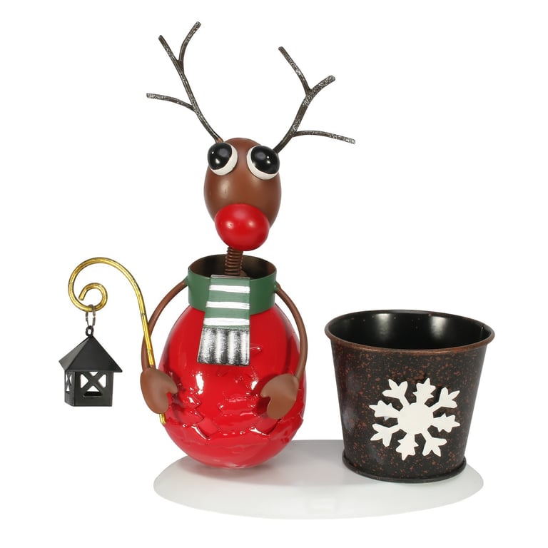 Zinc Reindeer Figurine - 7cm Red Body Novelty Home Decor Decoration