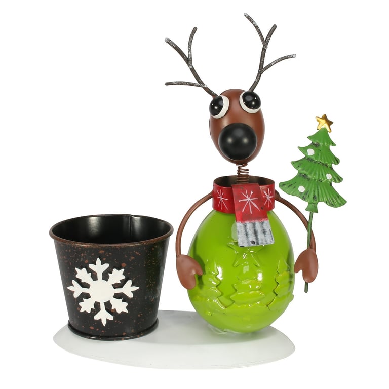 Zinc Reindeer Plant in Green Body - Novelty Home Decor Decoration