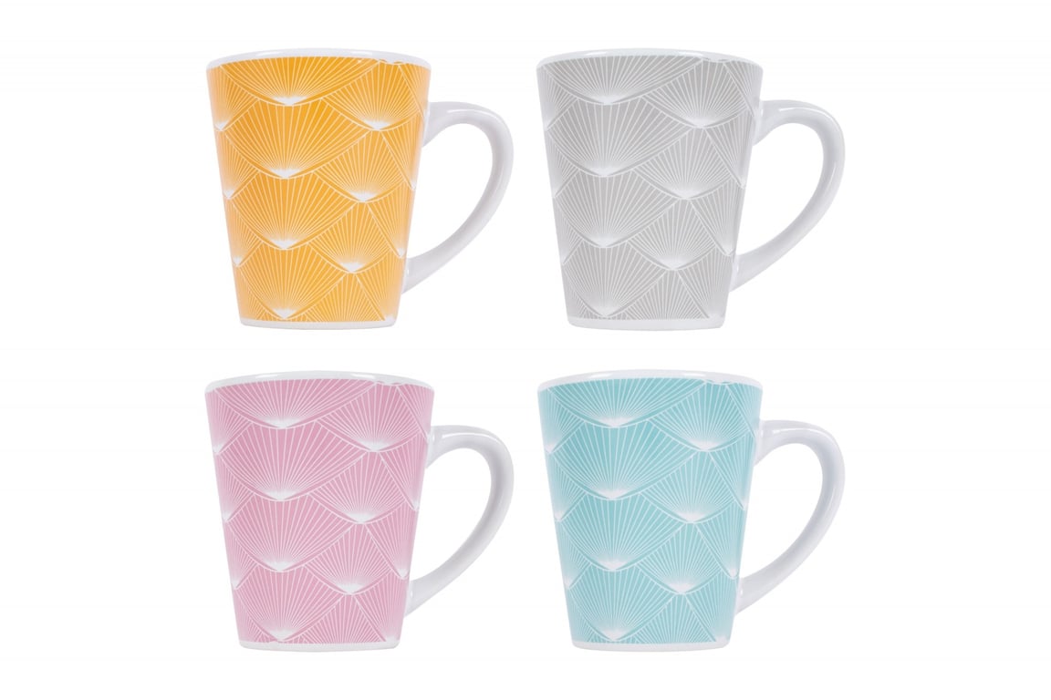 Fan Tail Design Porcelain Mugs - Unique Ceramic Home Decor Tea Cup Mugs