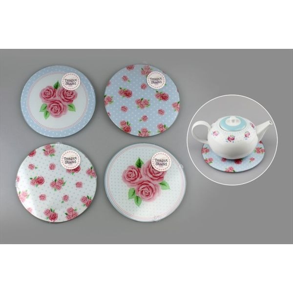 Afternoon Tea Trivet - 20cm Teapot Stand with 4 Elegant Designs, Perfect Kitchen Decor and Gift for Tea Lovers