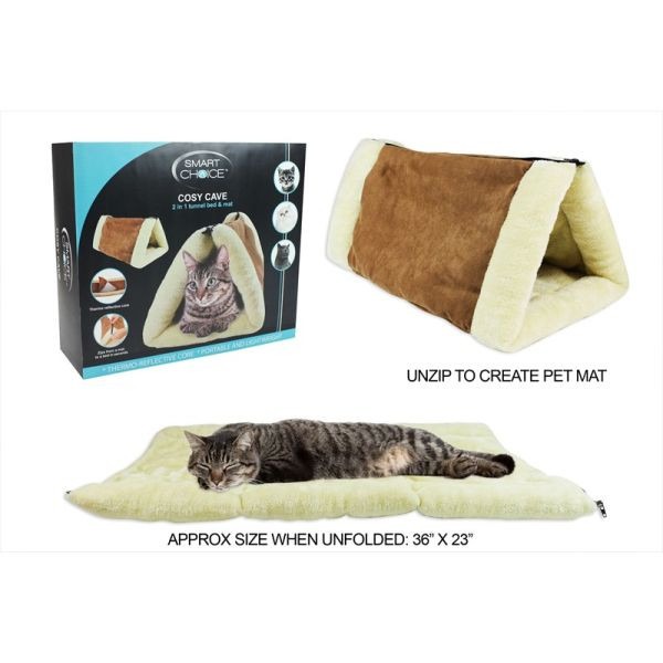 2-in-1 Cat Tunnel Bed and Cave Fleece Mat for Pets - Pet Sleeping Area and Play Zone