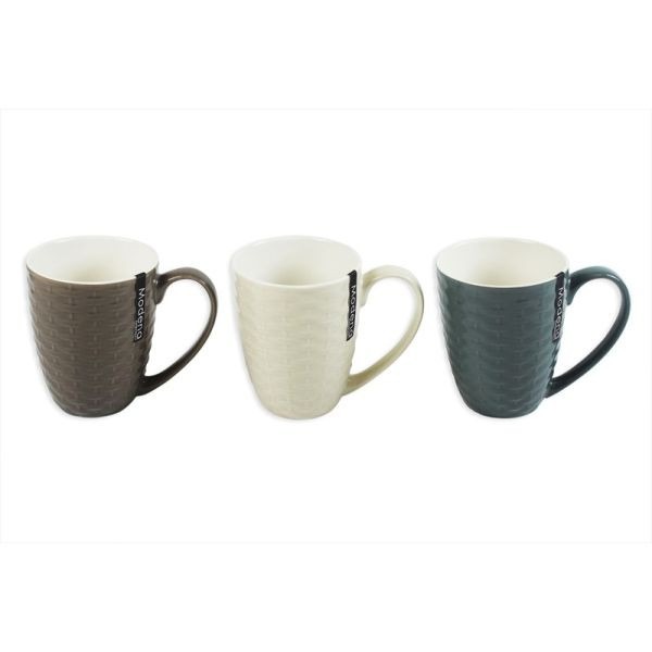 Rattan Effect Embossed 12oz Neutral Home Decor Coffee Mug