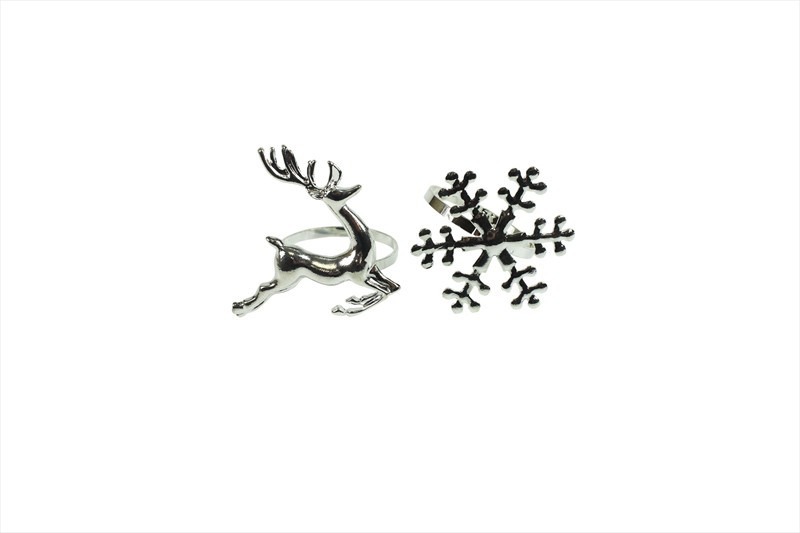 Silver Snowflake Napkin Ring - Elegant Home Decor Accessory (Suggested alternative based on same requirements) Alternative Title: Reindeer Silver Napkin Ring - Festive Dinnerware Accessory