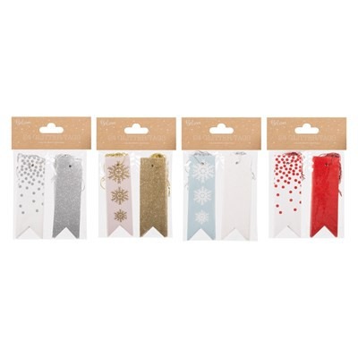 Christmas Glitter Gift Tags - 24 Pack Set, Festive Holiday Crafting Supplies