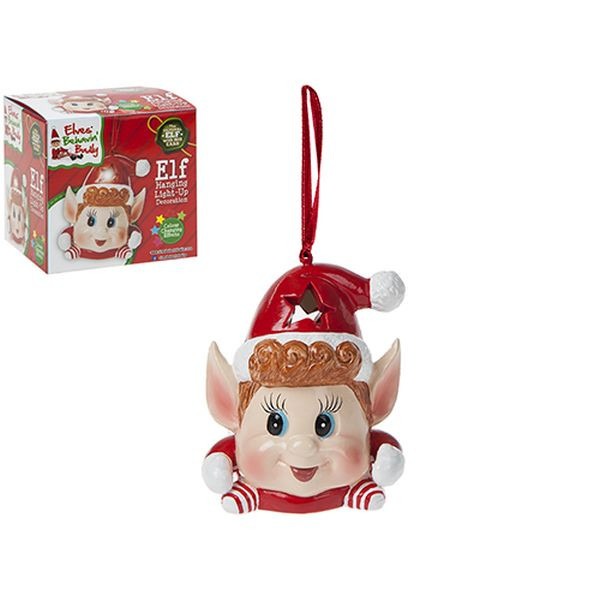 3 Inch Elf Ornament with Color Changing Light - Holiday Decoration in Printed Box