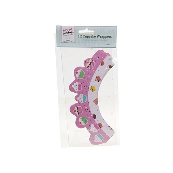 Cupcake Wraps Set - 12 Pack Cupcake Liners and Decorative Bags with Header Card