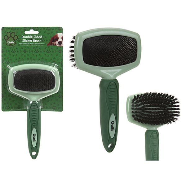 Crufts Soft Grip Double Bristle Slicker Brush for Pet Grooming Tool